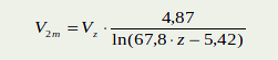 Conversion formula for the measured wind at height Z (m)
